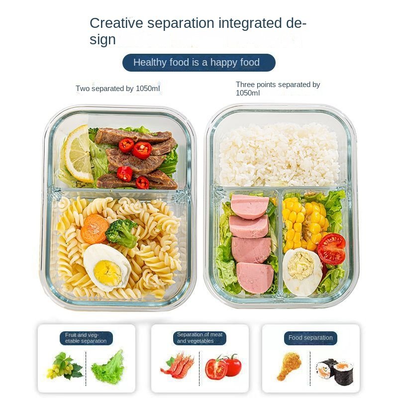 High Temperature Resistant Food Storage Containers Eco-friendly Glass Food Containers Work Preparation Containers