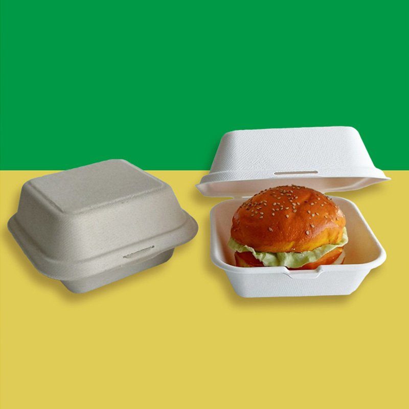 Custom printed food grade disposable cornstarch meal packaging biodegradable 6 inch burger lunch box for takeaway