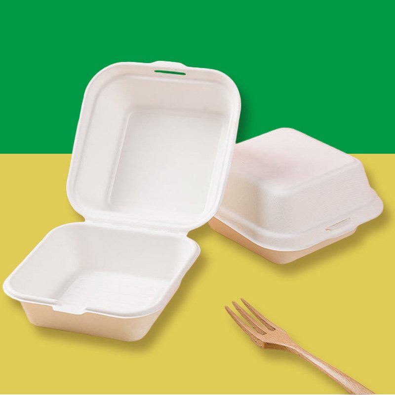 Custom printed food grade disposable cornstarch meal packaging biodegradable 6 inch burger lunch box for takeaway