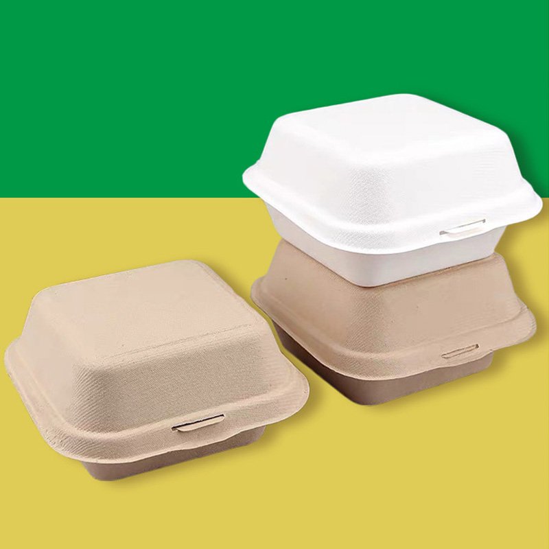 Custom printed food grade disposable cornstarch meal packaging biodegradable 6 inch burger lunch box for takeaway