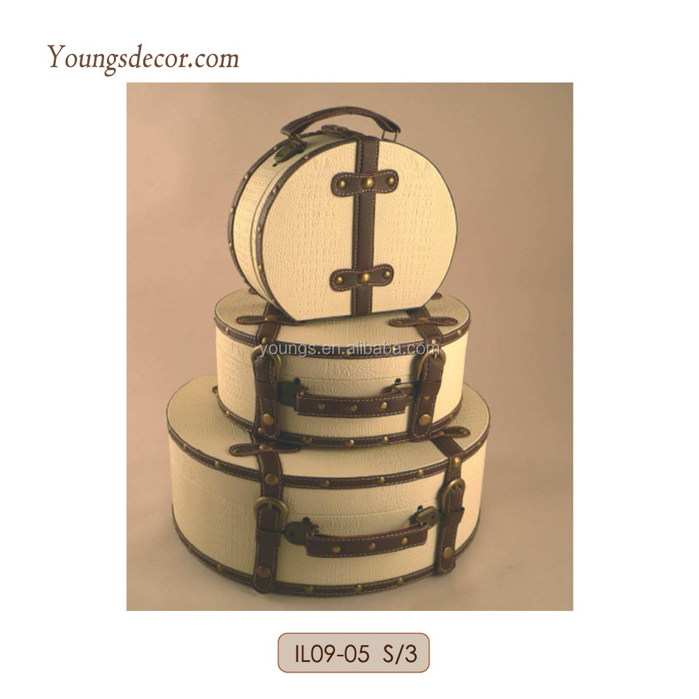 Decorative Home Furniture Wooden Leather Storage Trunks Boxes Display Showcase