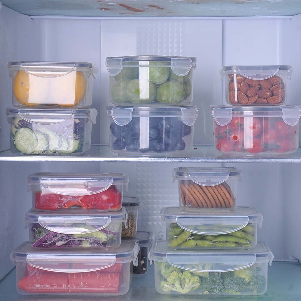 reasonable price products china wholesale kitchen storage box food storage box plastic transparent with silicon ring stackable