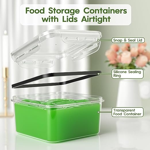 Hot Sale BPA-Free Transparent Plastic Airtight Kitchen Food Storage container set Meal Prep Containers with Lids