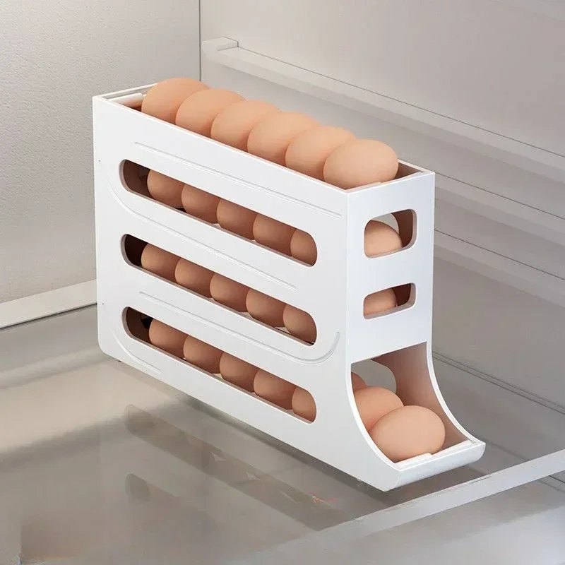 Automatic Scrolling Egg Rack Holder Storage Box Egg Basket Food Containers Egg Case Holder Refrigerator Storage Organizer