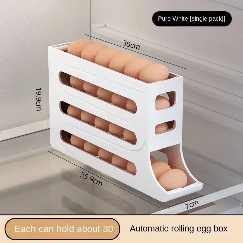 Automatic Scrolling Egg Rack Holder Storage Box Egg Basket Food Containers Egg Case Holder Refrigerator Storage Organizer