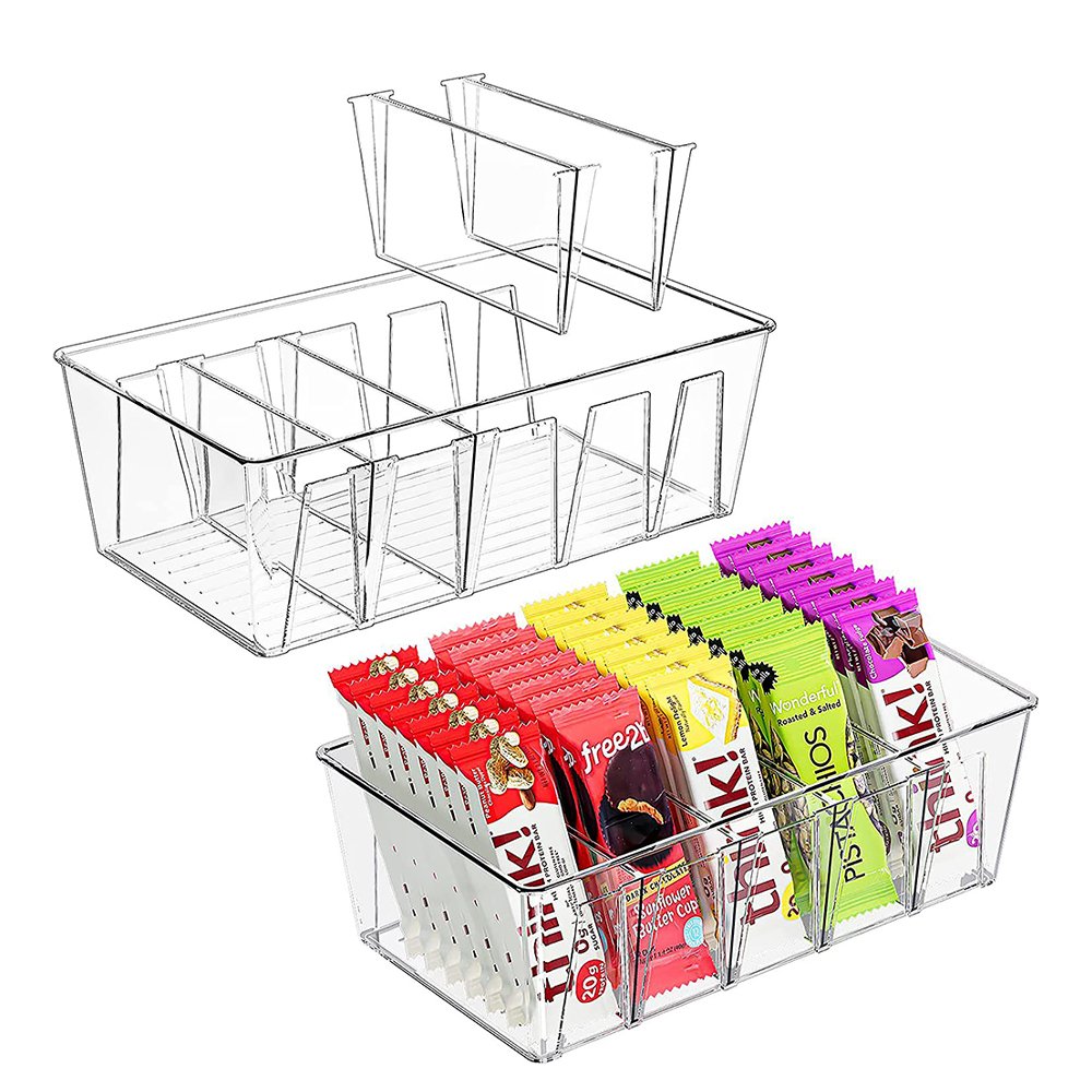 Plastic Transparent Removable Storage Boxes Bins Partition For Kitchen Countertop Living Room