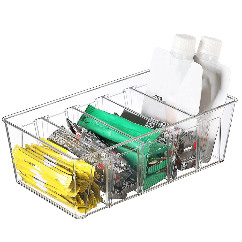 Plastic Transparent Removable Storage Boxes Bins Partition For Kitchen Countertop Living Room