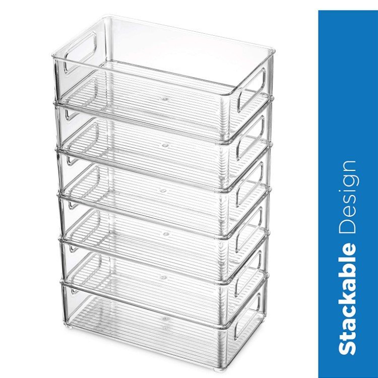 6 Pack Refrigerator Clear Plastic Vegetable Food Storage Container Box