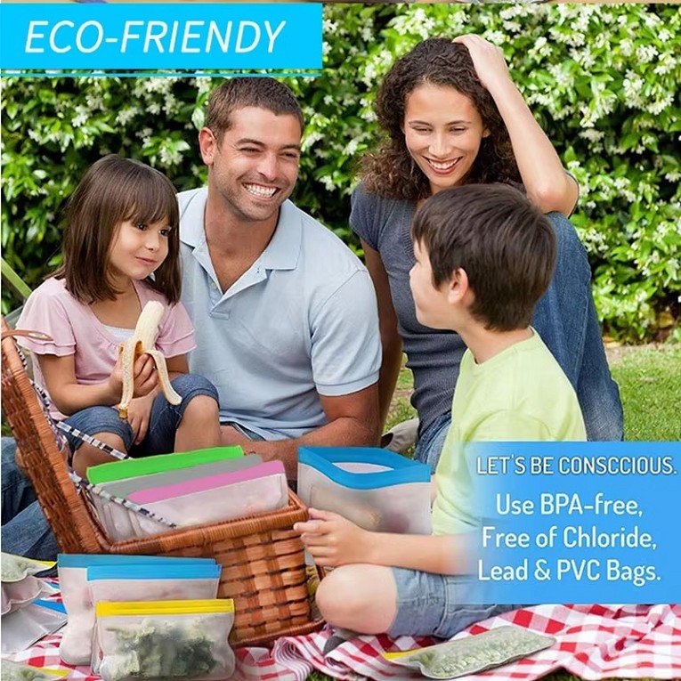 Waterproof Food-Grade Reusable PEVA BPA Free Food Storage Bag Fresh for Kitchen Organizer