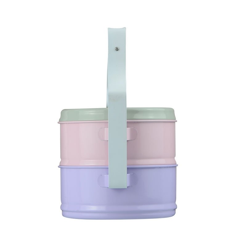 Custom printed 2/3/4 Layers 14/16/18cm enamel tiffin carrier food storage box enamel lunch Box