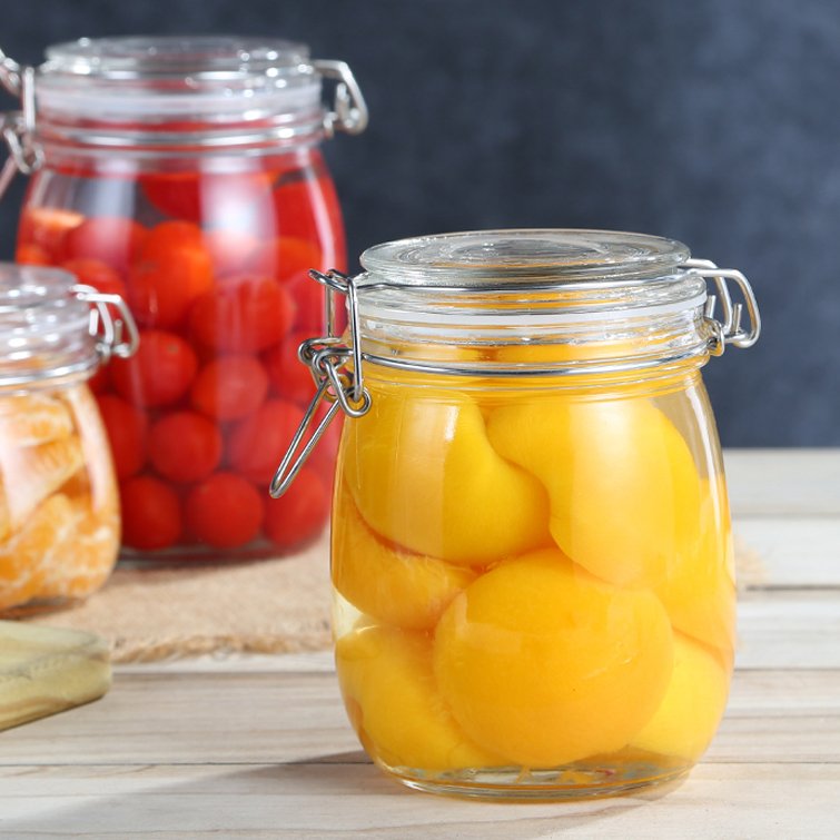 Various Size wholesale sealed glass storage jars with swing top clip lid