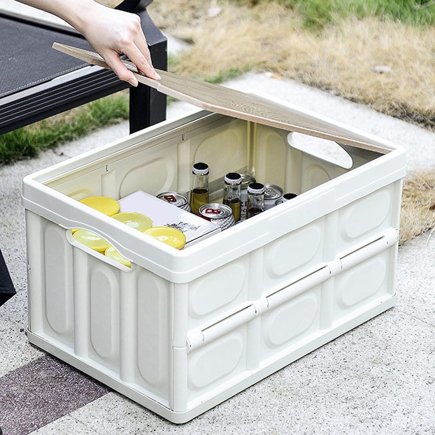 Storage Box, Foldable Practical Folding Storage Box Convenient to Carry Wide Application for Camping for Travelling for Car 50L