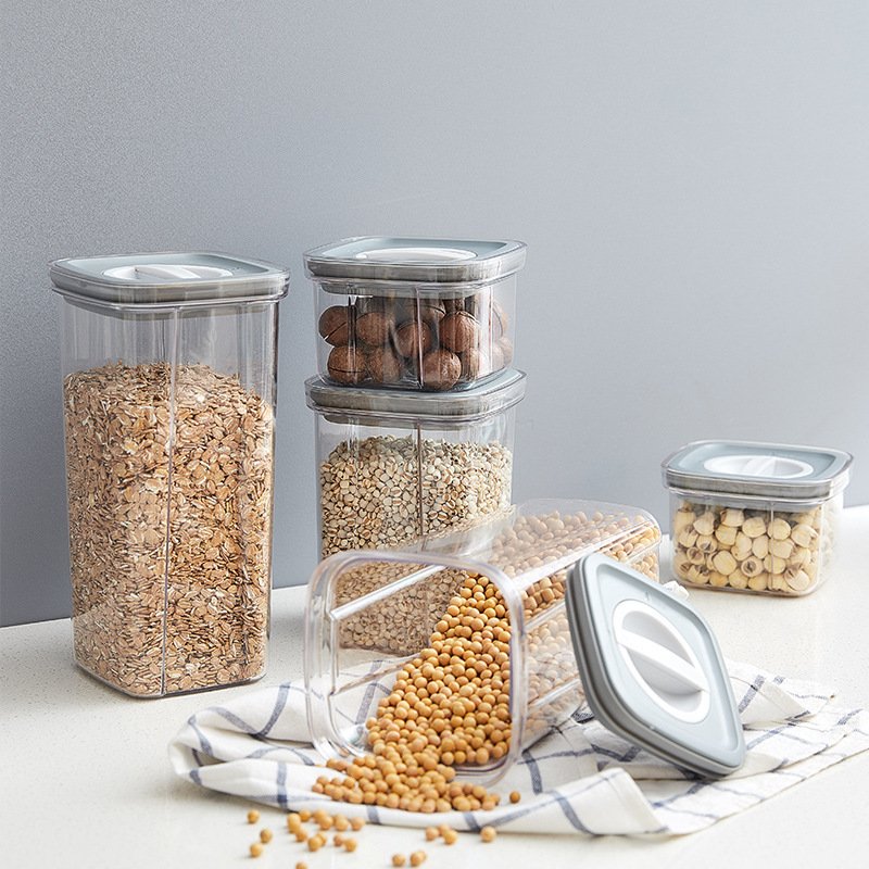 Sealed Jar Kitchen Transparent Dry Fruit Storage Jar Grain And Multigrain Storage Jar Square Sealed Food Crisper
