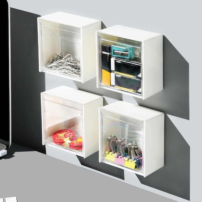 Plastic Wall Mounted Storage Boxes Dustproof Bathroom Organizer for Cotton Swabs Makeup Adhesive Small Jewelry Holder Box