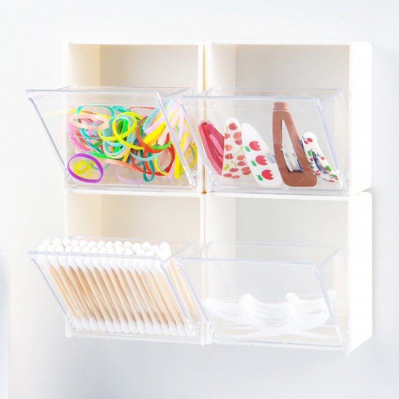 Plastic Wall Mounted Storage Boxes Dustproof Bathroom Organizer for Cotton Swabs Makeup Adhesive Small Jewelry Holder Box