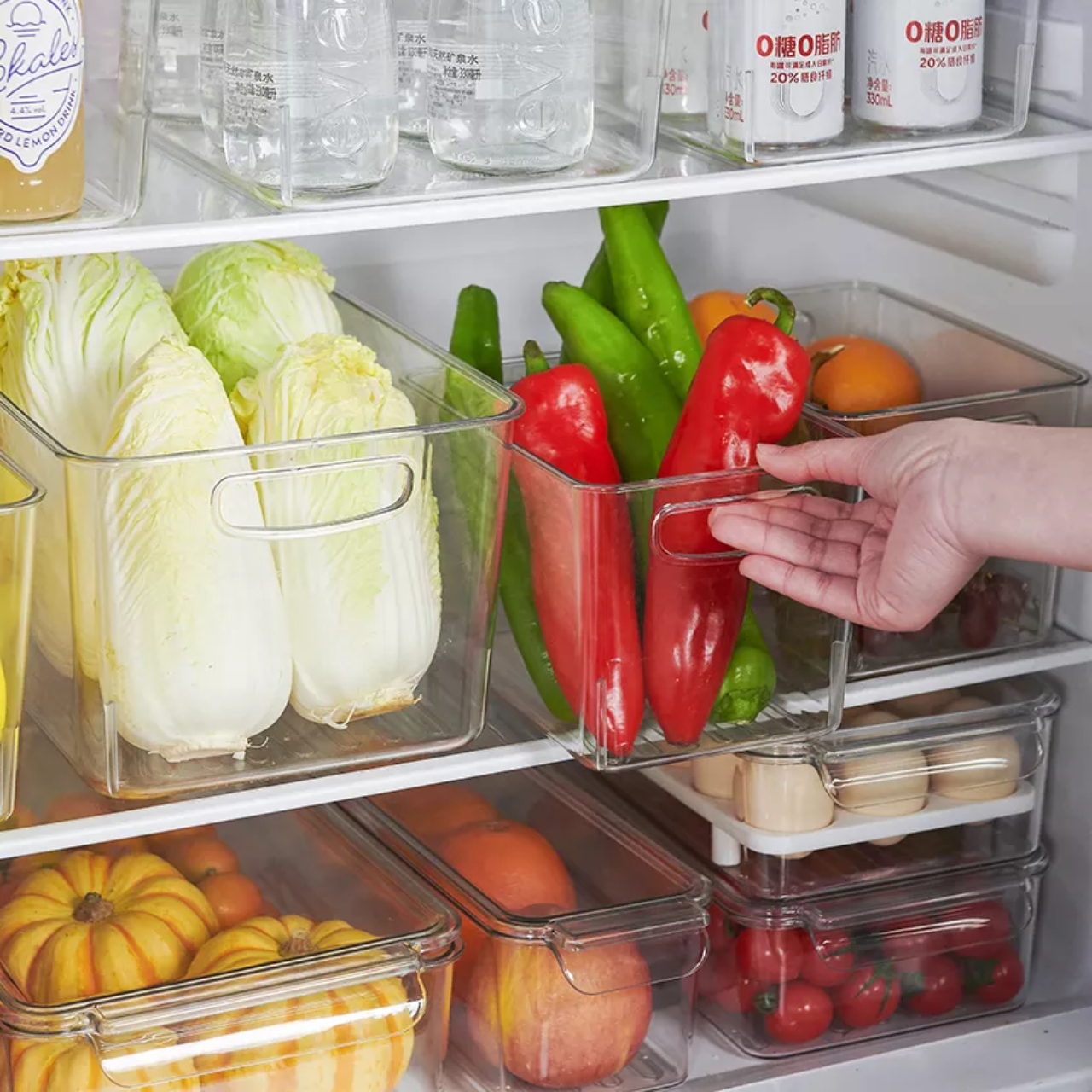 Refrigerator storage box freezer separator drawer kitchen organizing fruit and vegetable storage plastic preservation box