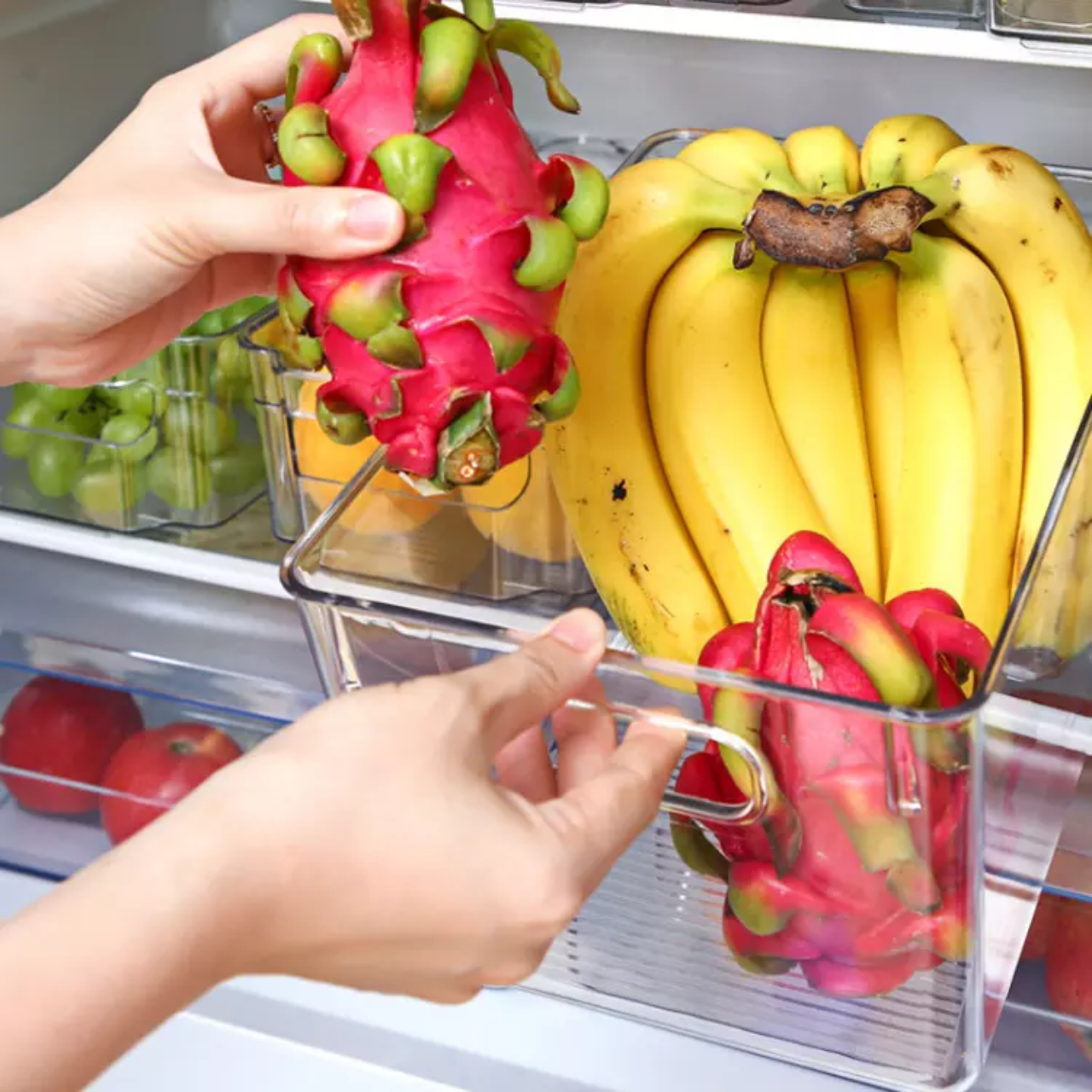 Refrigerator storage box freezer separator drawer kitchen organizing fruit and vegetable storage plastic preservation box