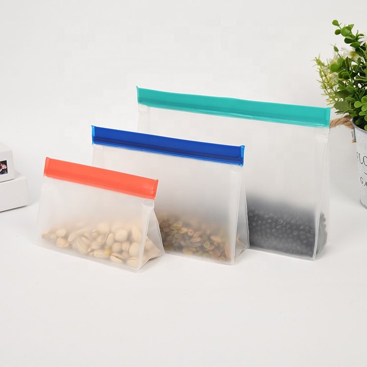 Waterproof PEVA zipper snack bag eco-friendly reusable zipper food bag food grade reusable food storage bags