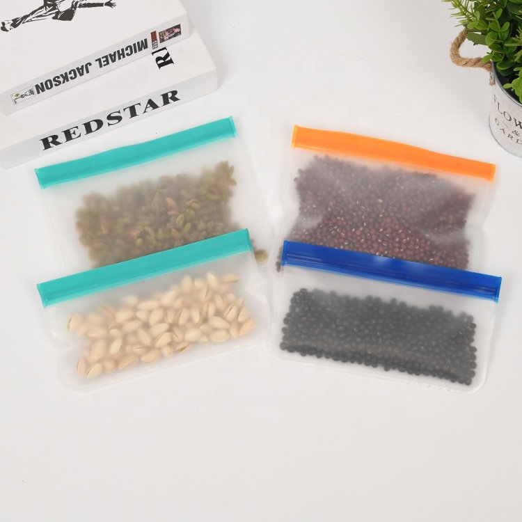 Waterproof PEVA zipper snack bag eco-friendly reusable zipper food bag food grade reusable food storage bags