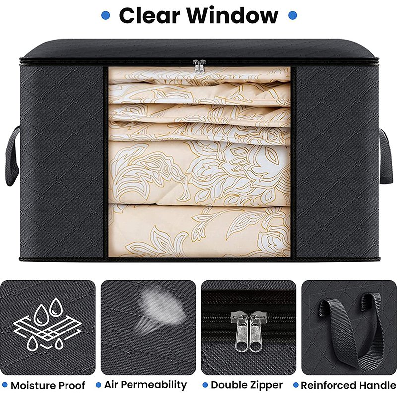 Custom Logo Cotton Linen Clothes Organizer Collapsible Folding Under Bed Thick Breathable Fabric Storage Boxes Bags