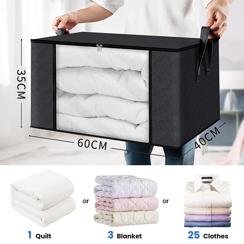 Custom Logo Cotton Linen Clothes Organizer Collapsible Folding Under Bed Thick Breathable Fabric Storage Boxes Bags