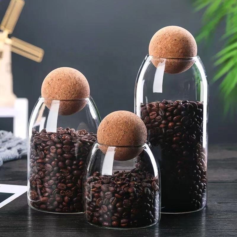 Wholesale Clear Glass Storage Jar Kitchen Food Storage Canister Airtight Glass Container for Spice Coffee Tea Candy Cereal