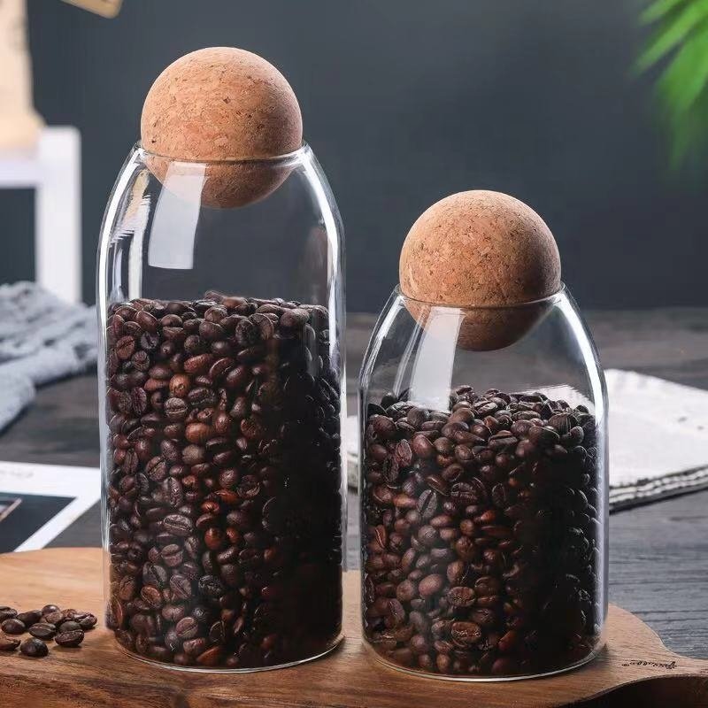 Wholesale Clear Glass Storage Jar Kitchen Food Storage Canister Airtight Glass Container for Spice Coffee Tea Candy Cereal