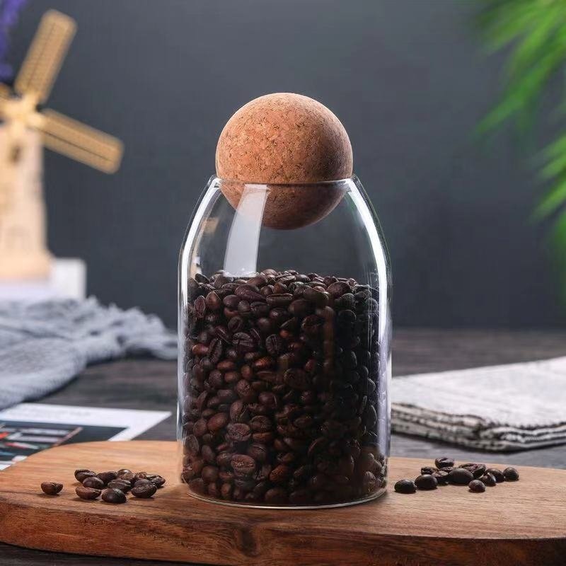 Wholesale Clear Glass Storage Jar Kitchen Food Storage Canister Airtight Glass Container for Spice Coffee Tea Candy Cereal