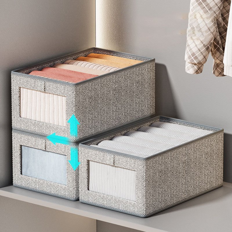 Fabric Foldable Clothes Organizer Storage Box Functional for Trousers Jeans Underwear Bra Socks Compartment Easy Wardrobe Access