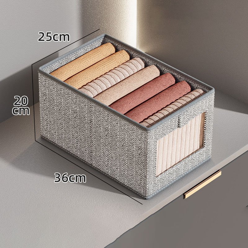 Fabric Foldable Clothes Organizer Storage Box Functional for Trousers Jeans Underwear Bra Socks Compartment Easy Wardrobe Access
