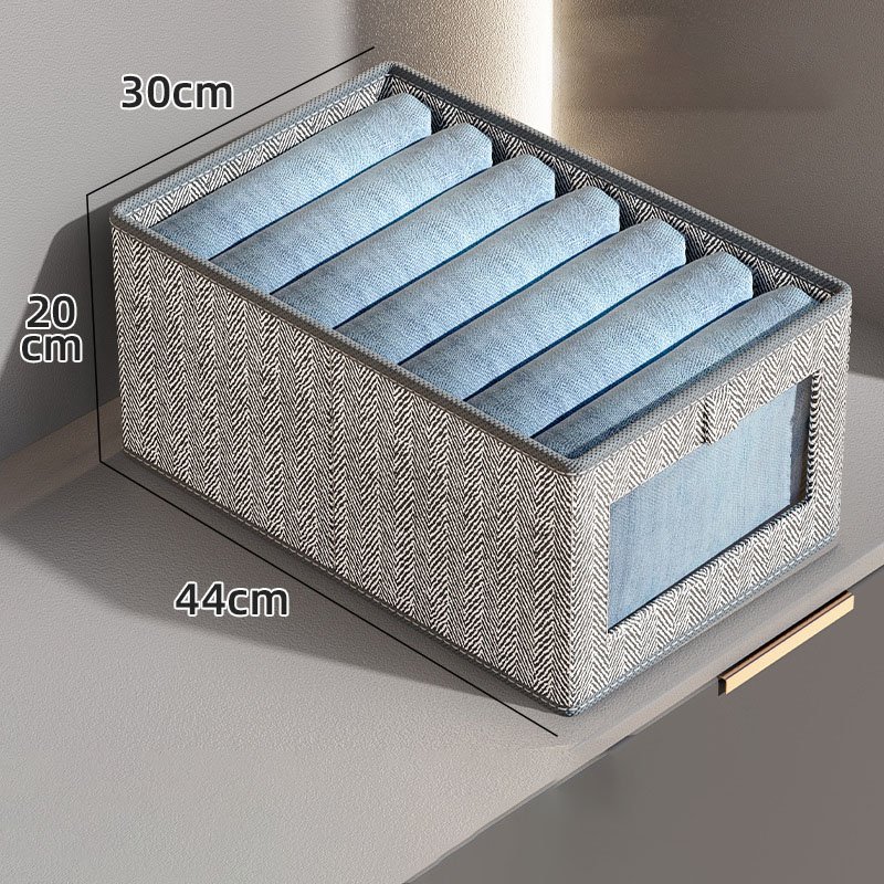 Fabric Foldable Clothes Organizer Storage Box Functional for Trousers Jeans Underwear Bra Socks Compartment Easy Wardrobe Access