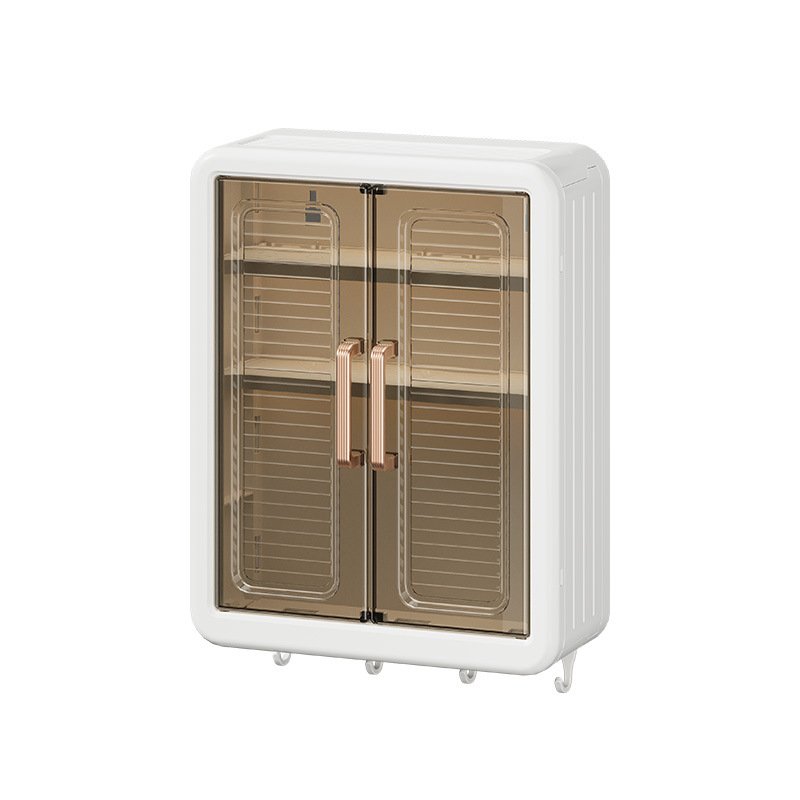 Wall-Mounted Makeup Organizer for Bathroom Large Capacity 3 Layer Cosmetic Storage Box with 4 Towel Hooks