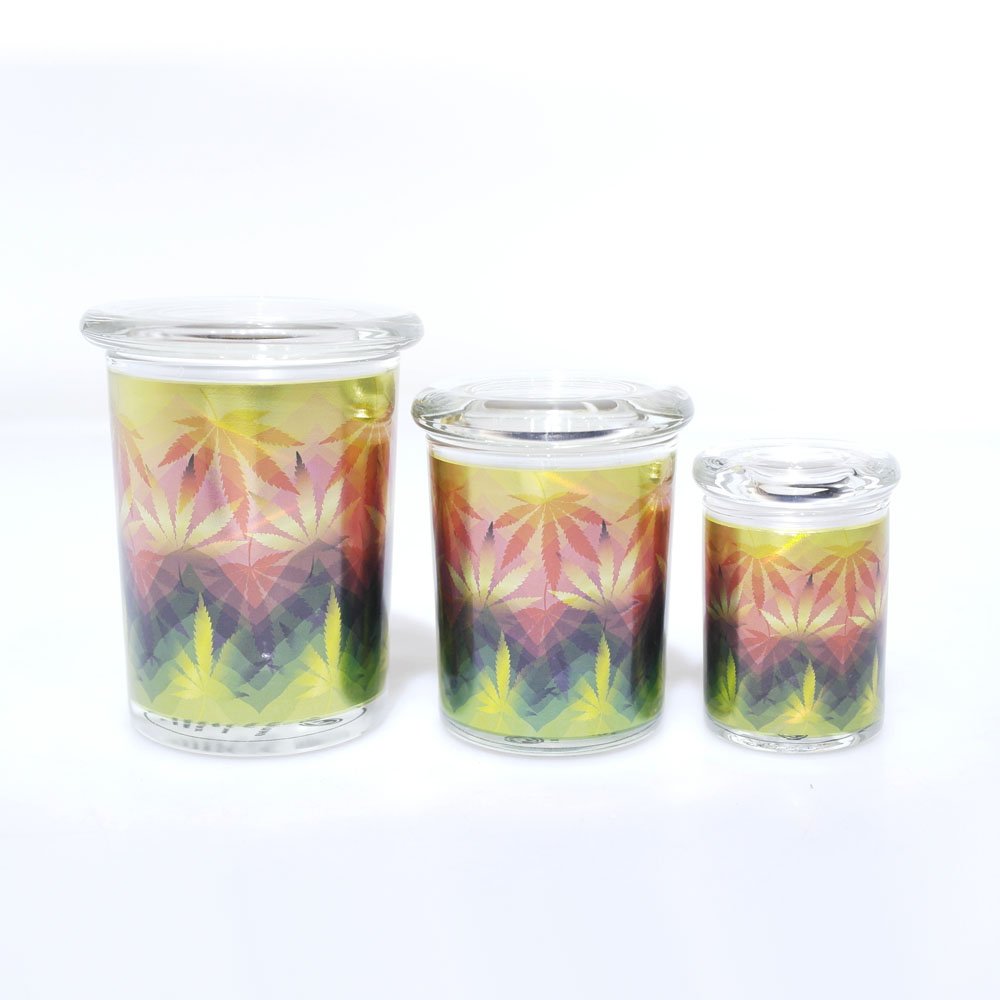 3oz 6oz 12oz Glass Stash Jars Airtight Lid Novelty Design Storage Bottles Herb Spice Food Beverage Snack Condiments stash jar