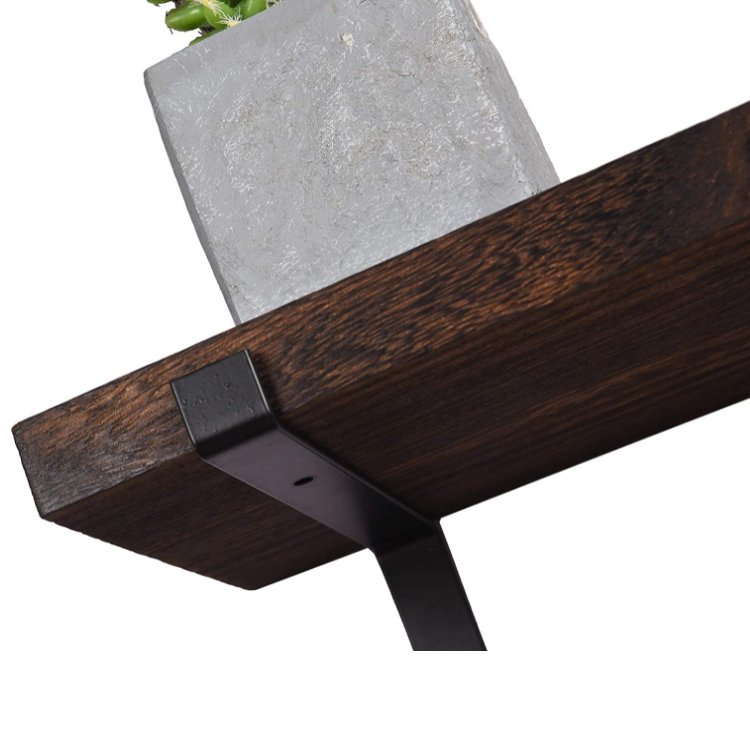 Wall Decor Storage Floating Shelves Rustic Wood Wall Mounted Shelves with Metal Brackets for Bedroom, Living Room, Bathroom