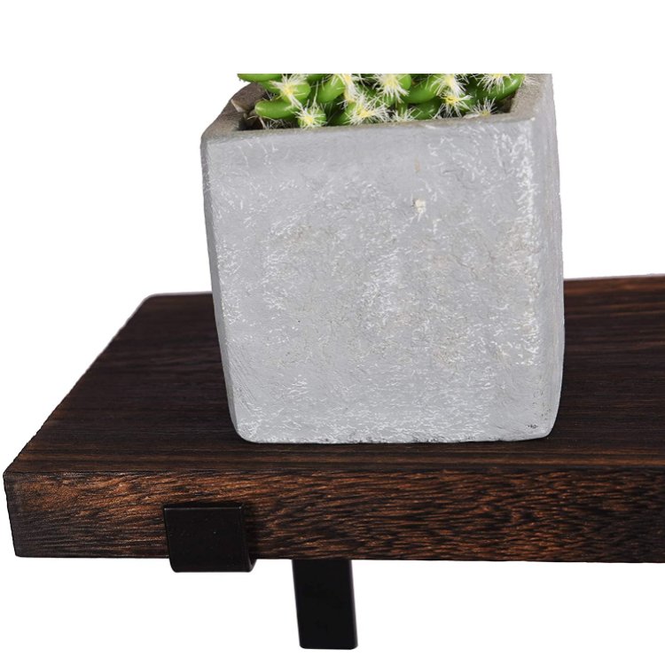 Wall Decor Storage Floating Shelves Rustic Wood Wall Mounted Shelves with Metal Brackets for Bedroom, Living Room, Bathroom