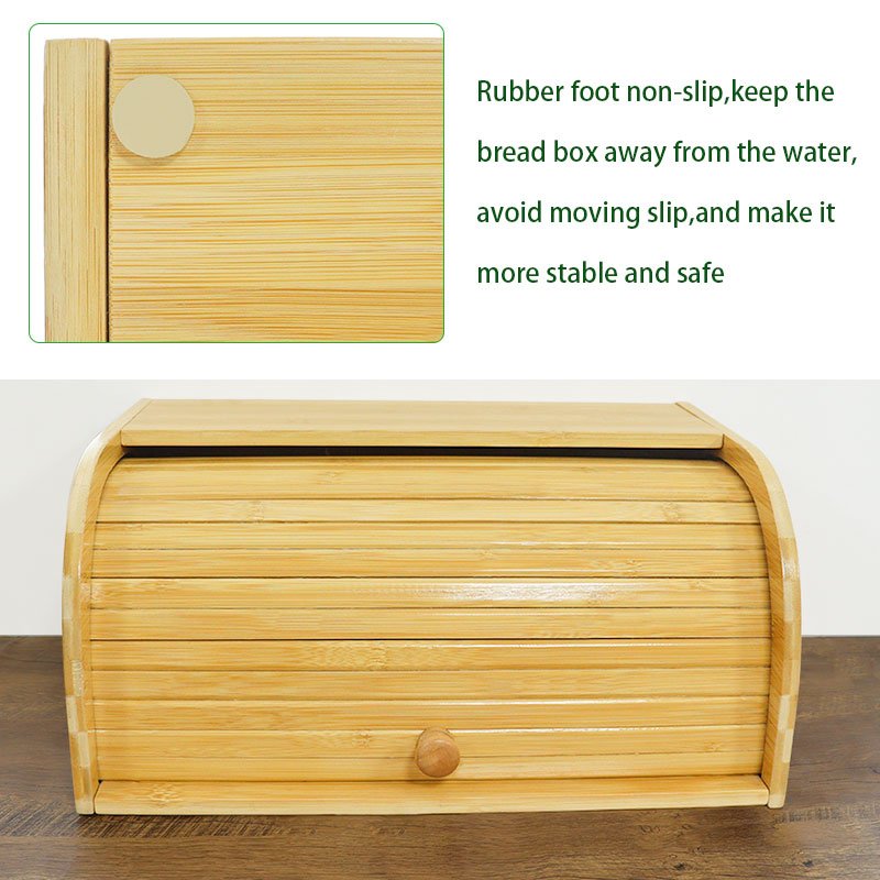 Kitchen Roll-Top bamboo Food Storage Box Storage Cabinet corner Storage Bin Container bread box bamboo bread bin set