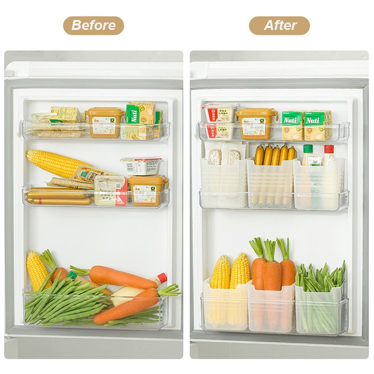 Cheap plastic storage containers fridge refrigerator side door organizer vegetable sauce packet storage box