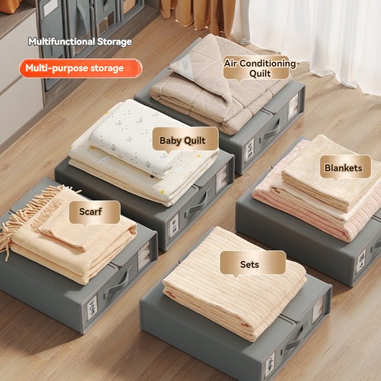 Fabric Bed Sheet Organizer Foldable Storage Box with Zipper for Cover Set Closet Organizer Bedding Clothes Blankets