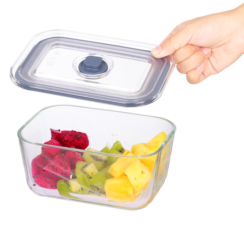 Borosilicate glass vacuum food container with pump