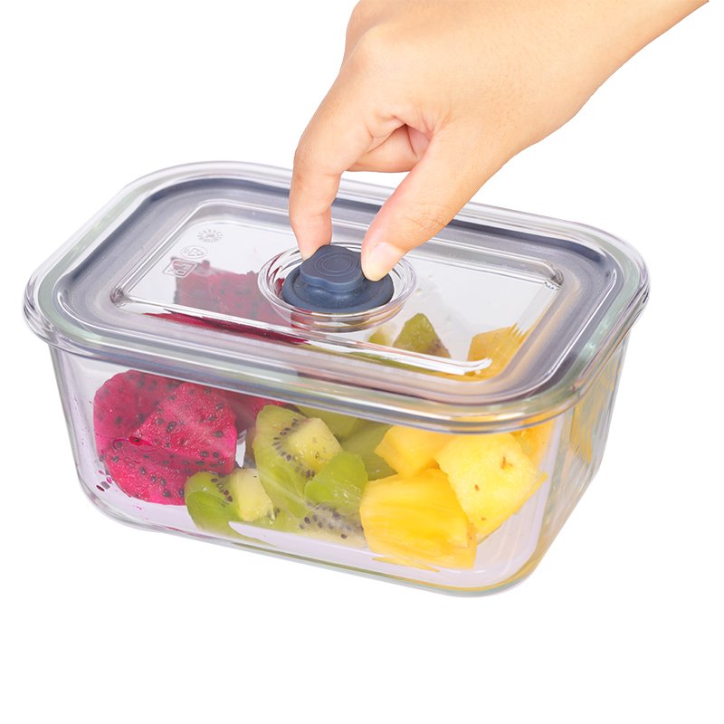 Borosilicate glass vacuum food container with pump
