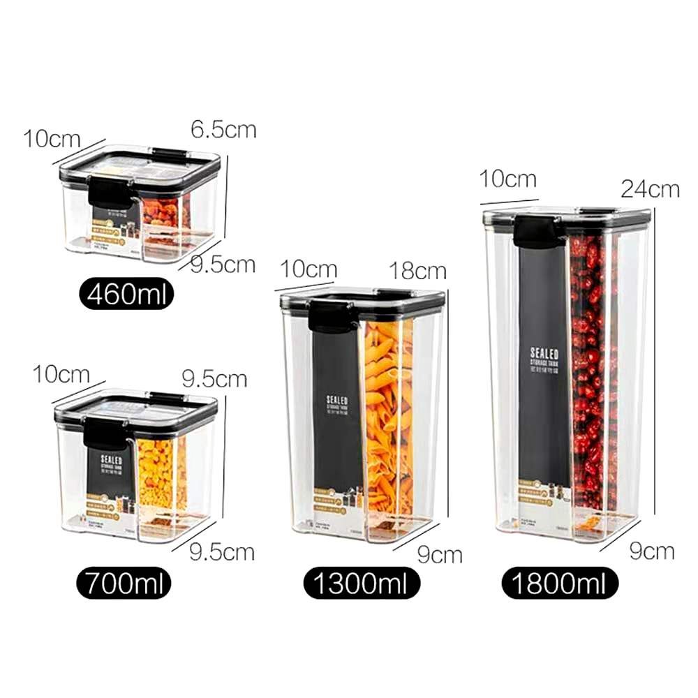 House kitchen rectangle dry food transparent plastic box airtight food storage containers set with lid