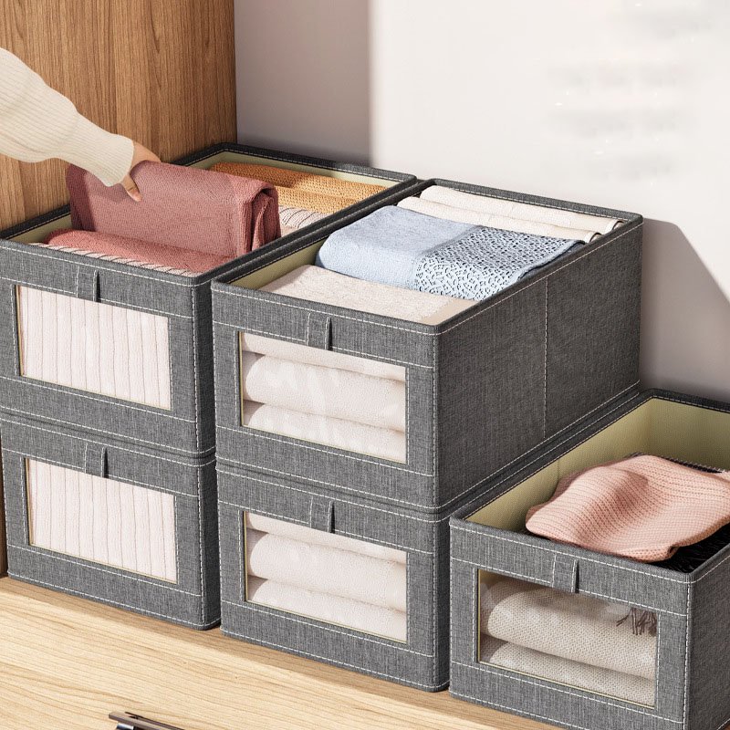Customized Logo Jeans Storage Box Foldable Modern Fabric Closets Clothes Organizer Drawer Wardrobe Cabinet for Trousers Opp Bag