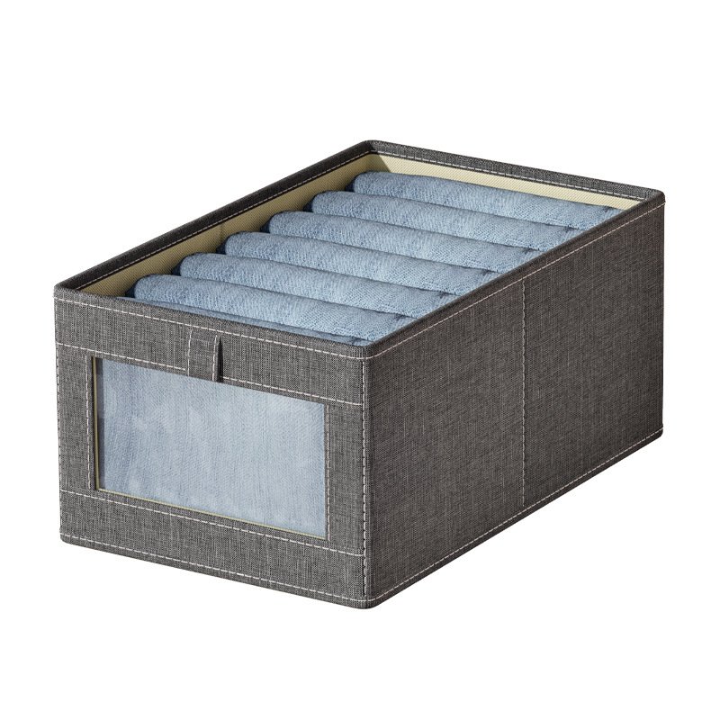 Customized Logo Jeans Storage Box Foldable Modern Fabric Closets Clothes Organizer Drawer Wardrobe Cabinet for Trousers Opp Bag