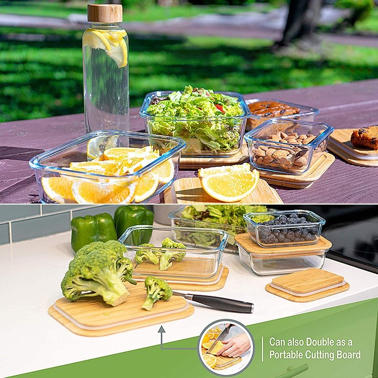 Rectangle Microwave Safe Home Glass Lunch Box Airtight Storage Boxes & Bins Food Container