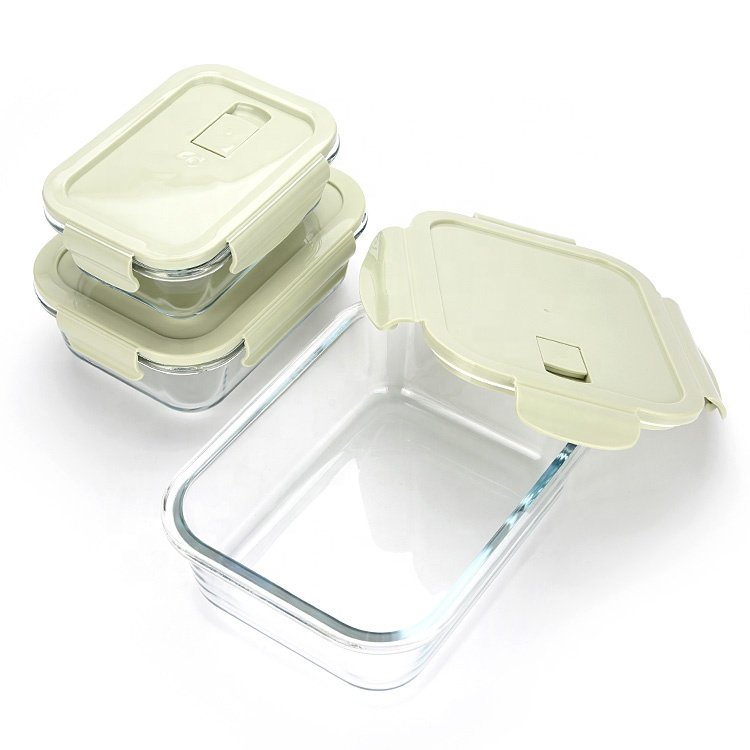 Rectangle Microwave Safe Home Glass Lunch Box Airtight Storage Boxes & Bins Food Container