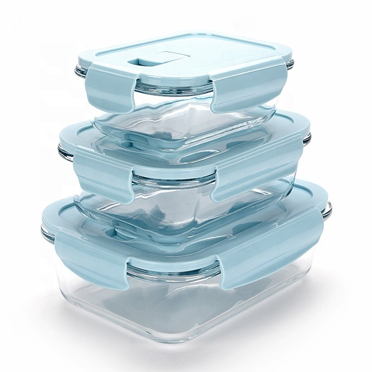 Rectangle Microwave Safe Home Glass Lunch Box Airtight Storage Boxes & Bins Food Container