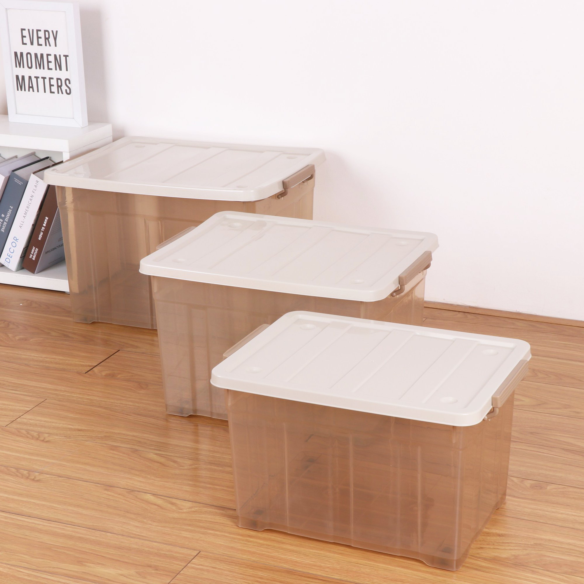 Accept OEM & ODM Houseware Organiser Storage Box Transparent 19-70L Plastic Clothes & Toy Storage Box With Wheels
