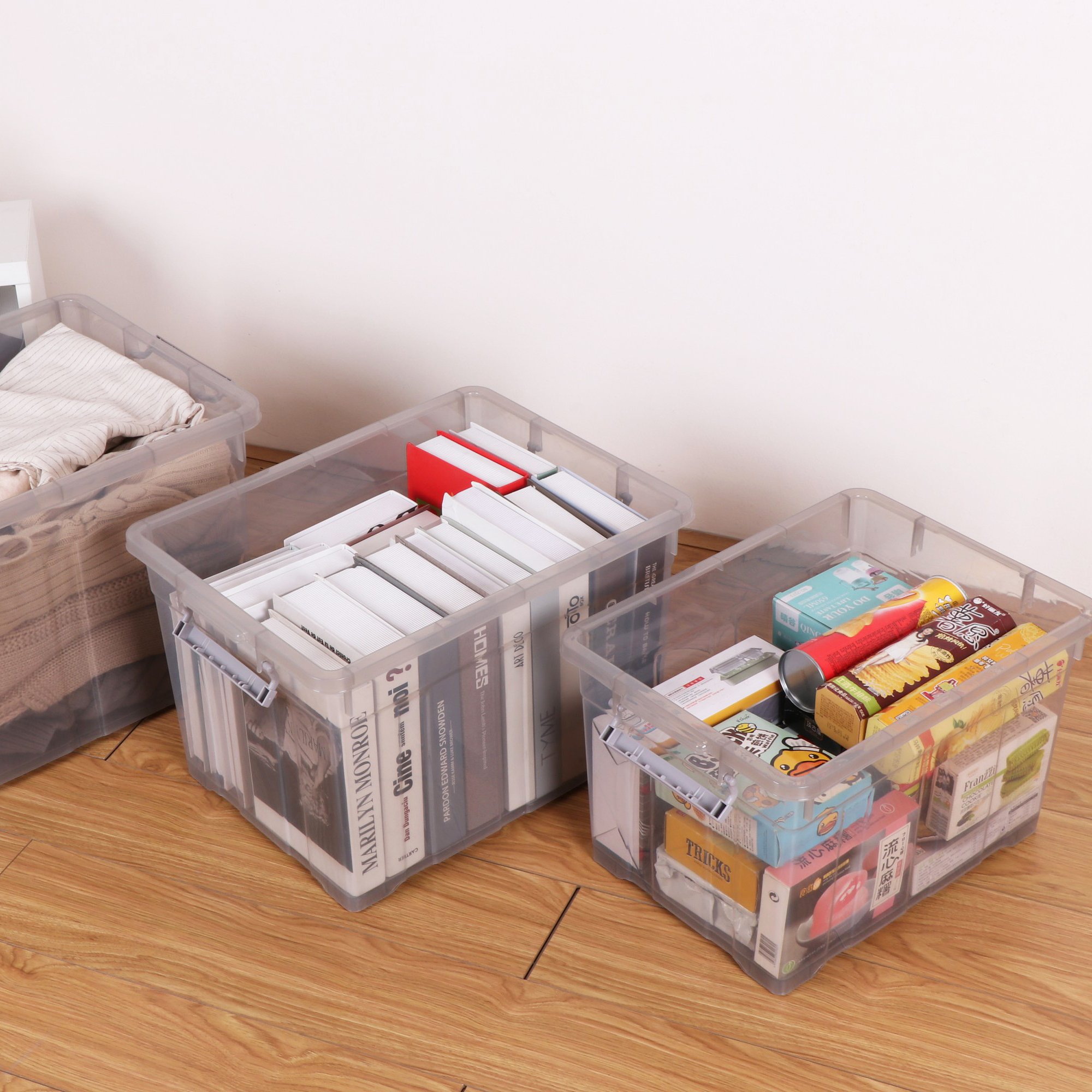 Accept OEM & ODM Houseware Organiser Storage Box Transparent 19-70L Plastic Clothes & Toy Storage Box With Wheels