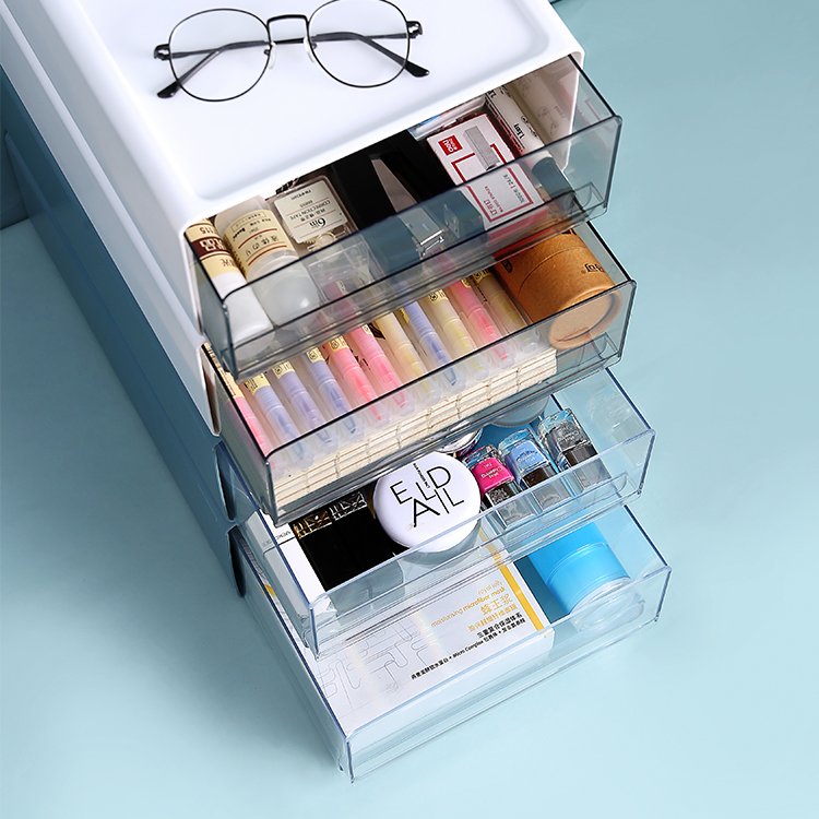 study stationery paper desk organizer sorting container transparent drawer stackable storage box