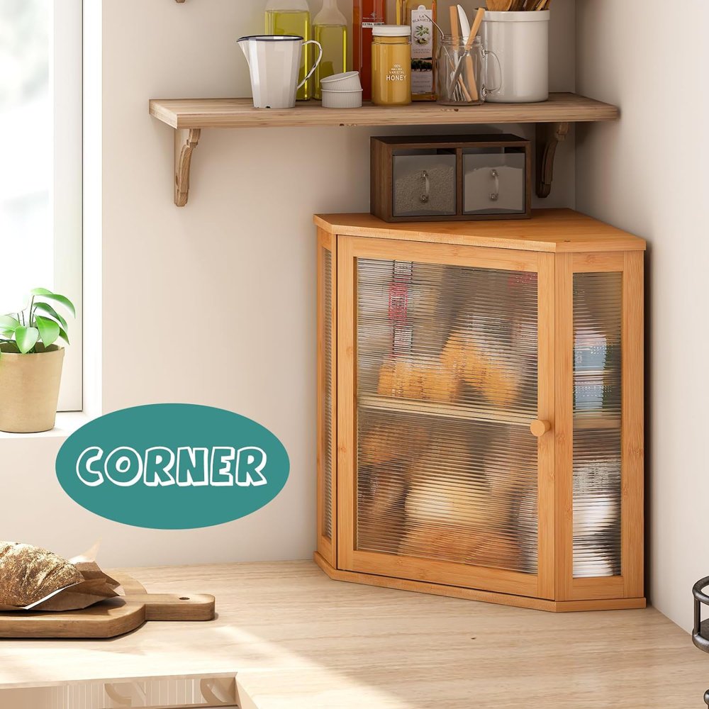 New Design Large Kitchen Organizer Corner Banana Bread Bin boxes Bamboo Bread storage Box With Lid